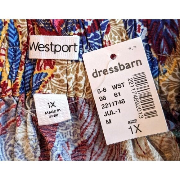 NWT WESTPORT Floral Hawaiian Palm Skirt Tropical Flowy Side Tie Size 1X - Picture 4 of 8